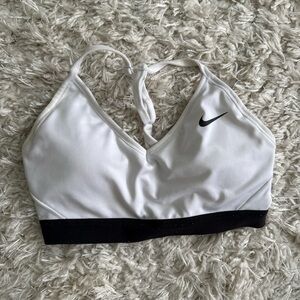 Nike White and Black Sports Bra with Racerback